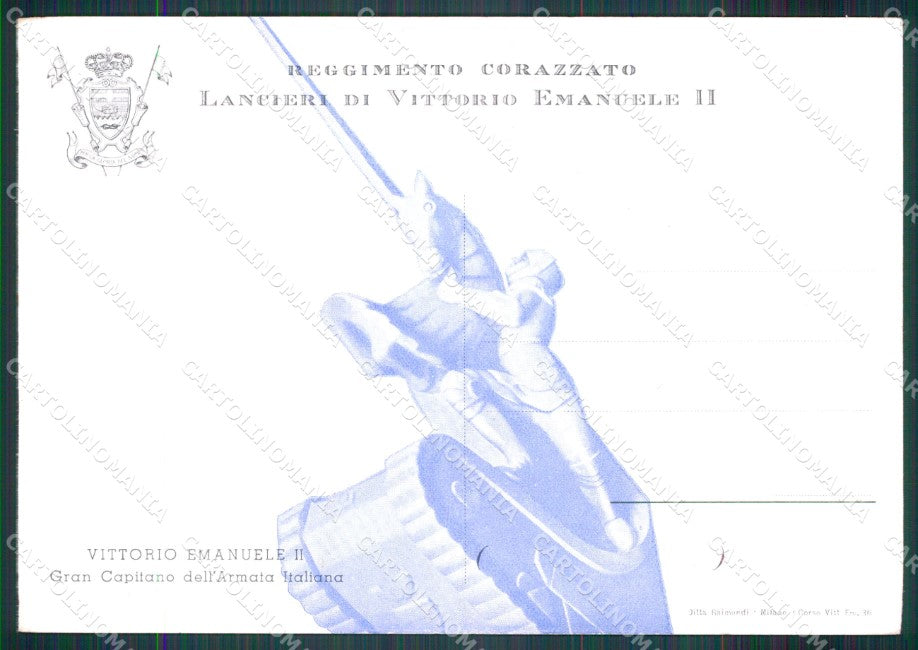 Militari Reggimento Corazzato Lancieri Vittorio Emanuele II FG cartolina XF7274 – retro