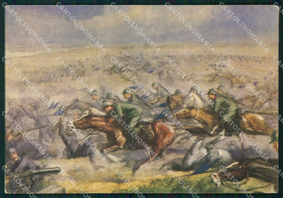 Militari 7º Reggimento Lancieri di Milano PIEGHE FG cartolina XF7275 – fronte