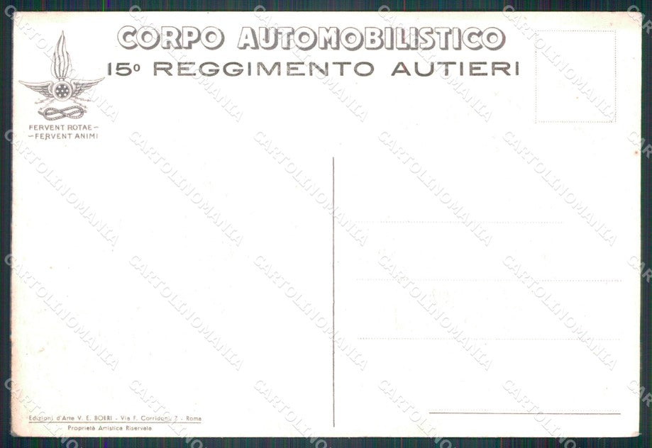 Militari 15º Regg Autieri Corpo Automobilistico PIEGHINA FG cartolina XF7289 – retro