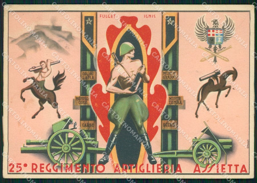 Militari 25º Reggimento Artiglieria Assietta Giraudo FG cartolina XF7296 – fronte