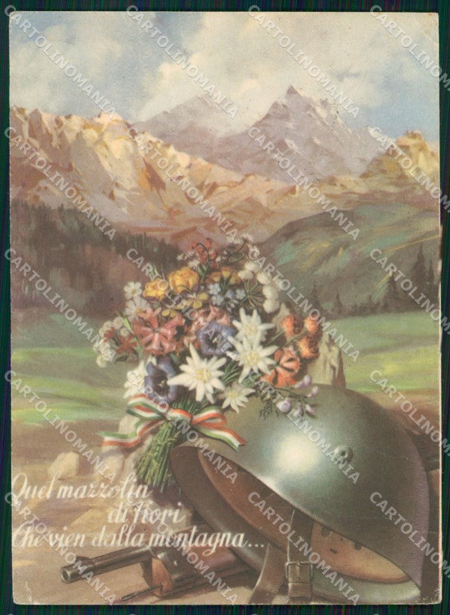 Militari Stelle Alpine PIEGHE FG cartolina XF7378 – fronte