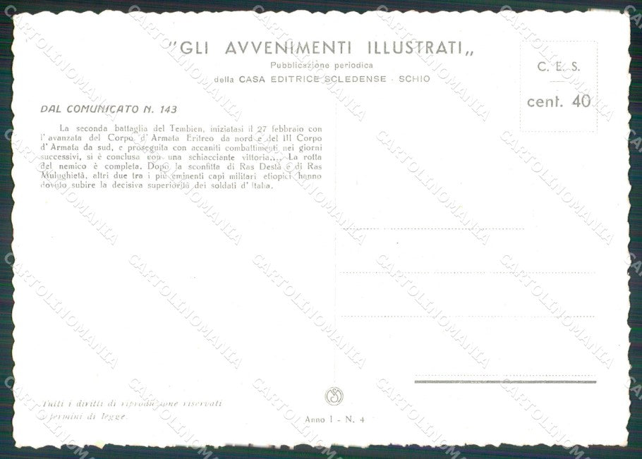 Militari Avvenimenti Illustrati Coloniale Ingegnoli Etiopia FG cartolina XF7383 – retro