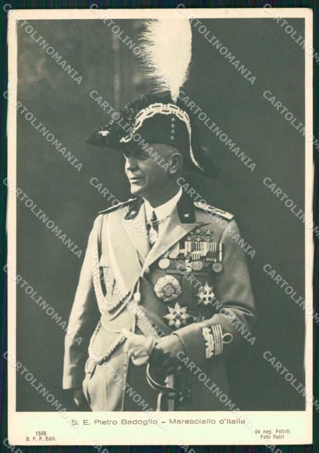 Militari Maresciallo D'Italia Badoglio Foto RETRO BIANCO FG cartolina XF7384 – fronte
