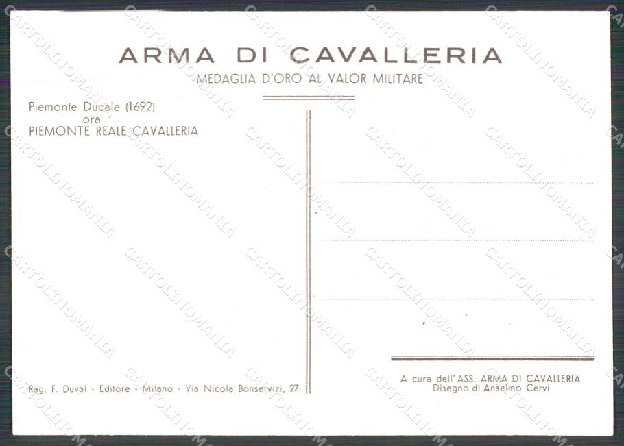 Militari Arma di Cavalleria Piemonte Reale Cervi FG cartolina XF7403 – retro