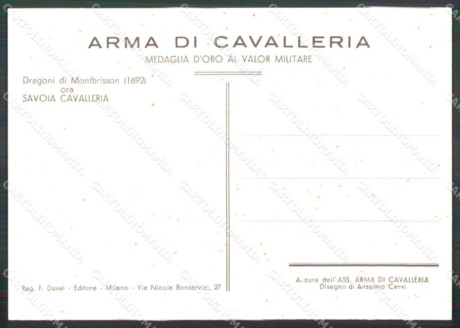 Militari Arma di Cavalleria Savoia Dragoni Cervi FG cartolina XF7404 – retro