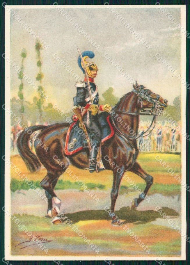 Militari Arma Cavalleria Lancieri Novara Dragoni Piemonte FG cartolina XF7408 – fronte