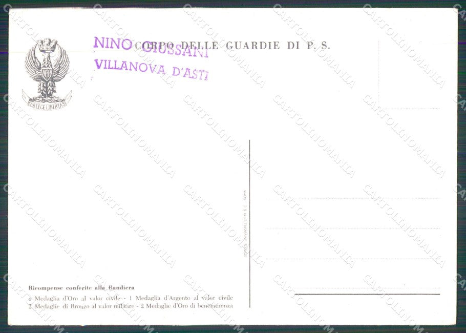 Militari Corpo delle Guardie di P.S. Tricolore PIEGHINE FG cartolina XF7422 – retro
