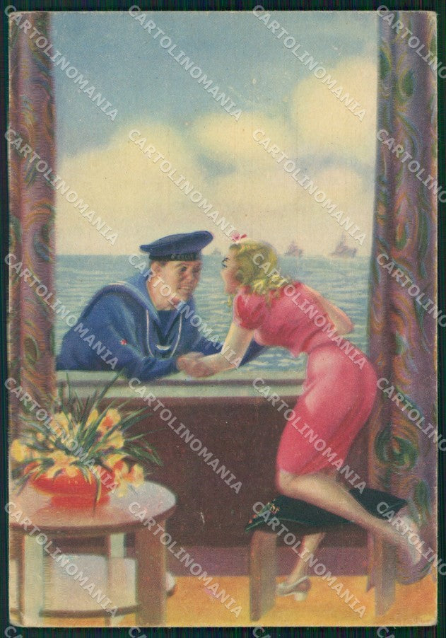 Militari Marina Dolce Promessa Boeri PIEGHINA FG cartolina XF7446 – fronte