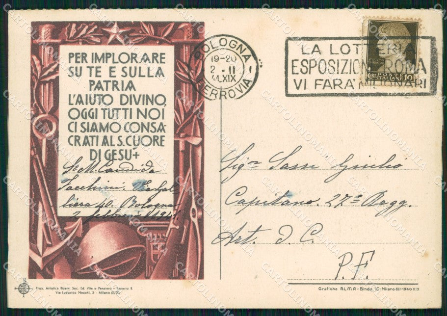 Militari Sacro Cuore Propaganda WW2 WWII FG cartolina XF7449 – fronte
