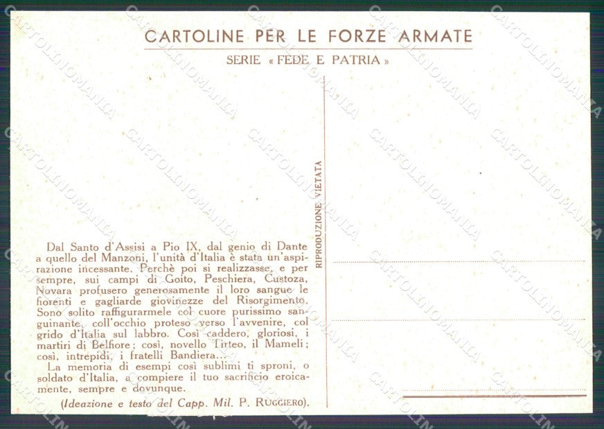 Militari Forze Armate Risorgimento Martiri RIFILATA FG cartolina XF7451 – retro