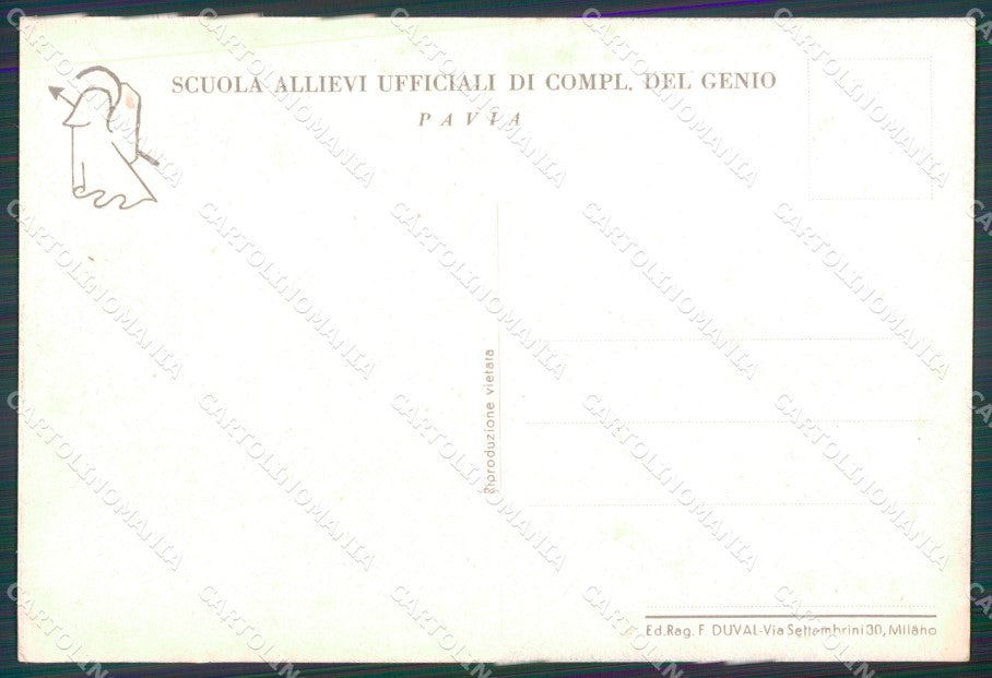 Militari Scuola Ufficiali Complemento del Genio Pavia Duval FG cartolina XF7457 – retro
