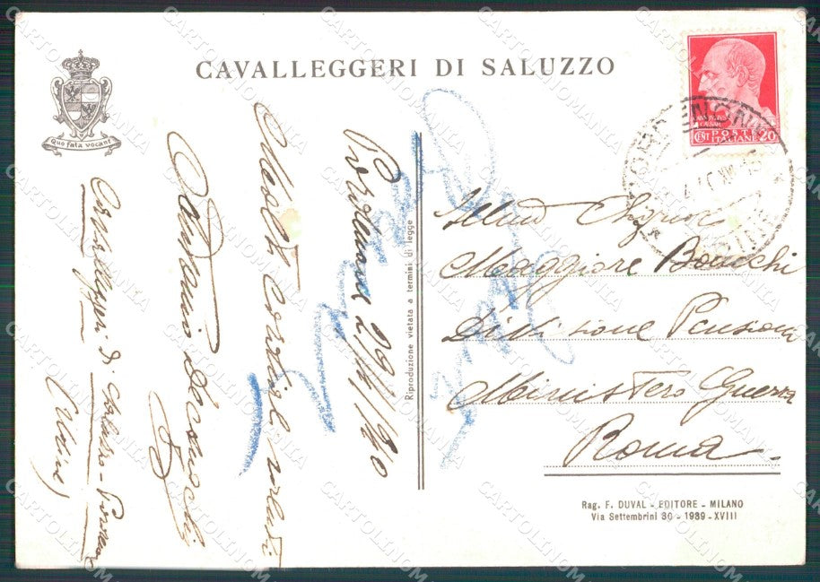 Militari Cavalleggeri di Saluzzo PIEGHINA FG cartolina XF7486 – retro
