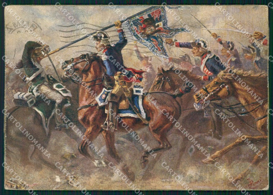 Militari Genova Cavalleria Cenni ABRASA PIEGHINE FG cartolina XF7496 – fronte