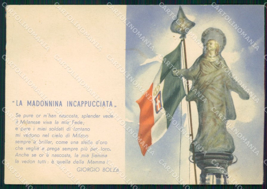 WW2 WWII Propaganda Milano Madonnina Incappucciata Duomo FG cartolina XF7512 – fronte