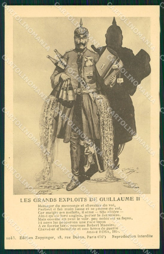 WW1 WWI Propaganda Kaiser Wilhelm cartolina postcard XF7616 – fronte