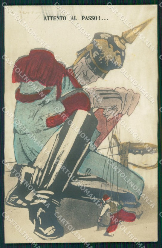 WW1 WWI Propaganda Kaiser Wilhelm Sultan Ferro RPPC cartolina postcard XF7649 – fronte