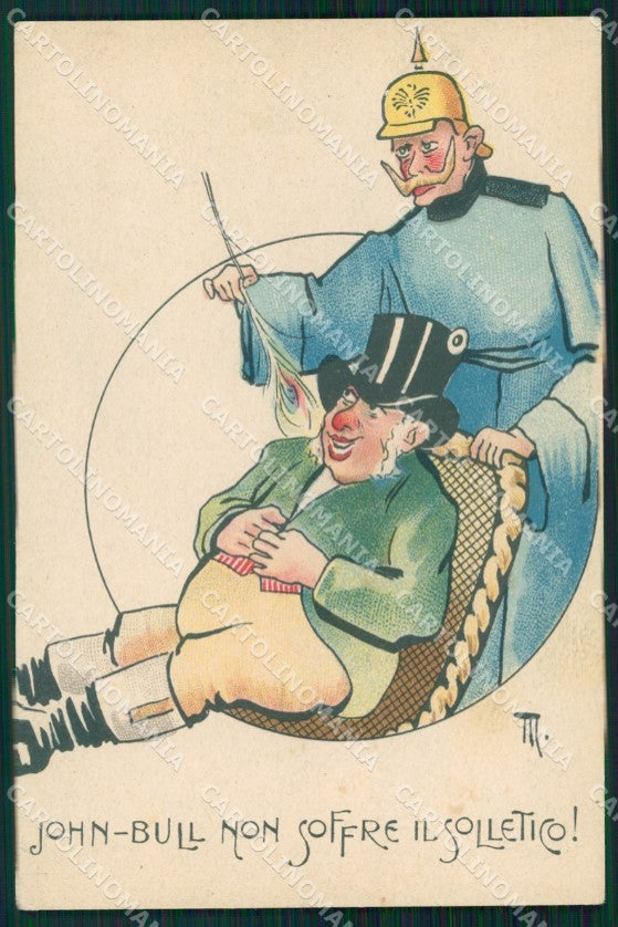 WW1 WWI Propaganda Kaiser Wilhelm John Bull cartolina postcard XF7682 – fronte