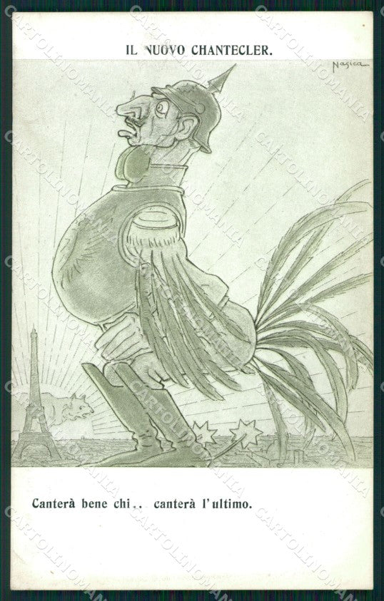 WW1 WWI Propaganda Kaiser Wilhelm Nasica cartolina postcard XF7721 – fronte