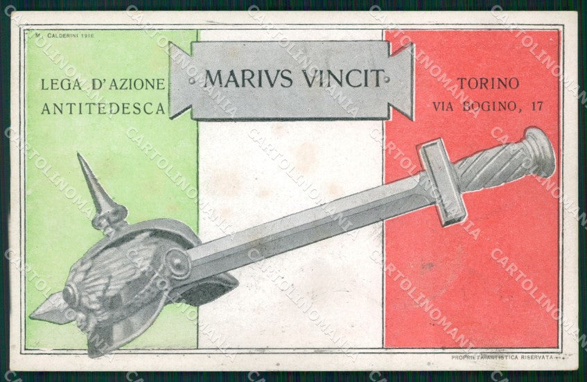 WW1 WWI Propaganda Torino Lega Azione Antitedesca cartolina postcard XF7731 – fronte