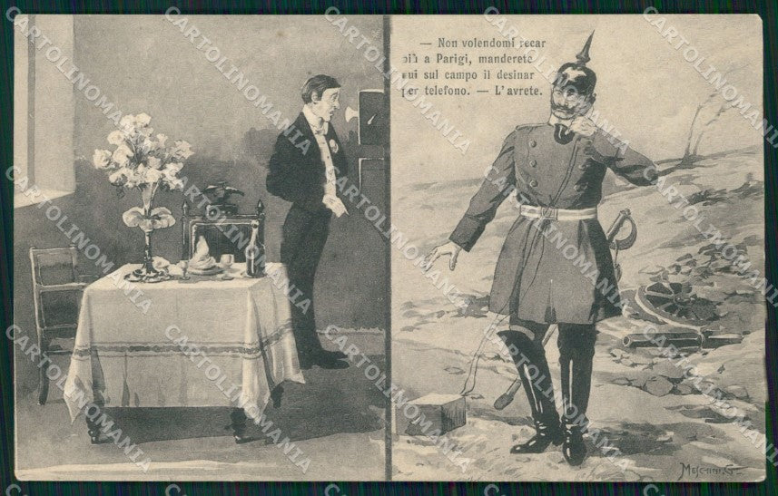 WW1 WWI Propaganda Kaiser Wilhelm Phone cartolina postcard XF7744 – fronte