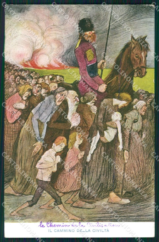 WW1 WWI Propaganda Cosaque Russia cartolina postcard XF7846 – fronte