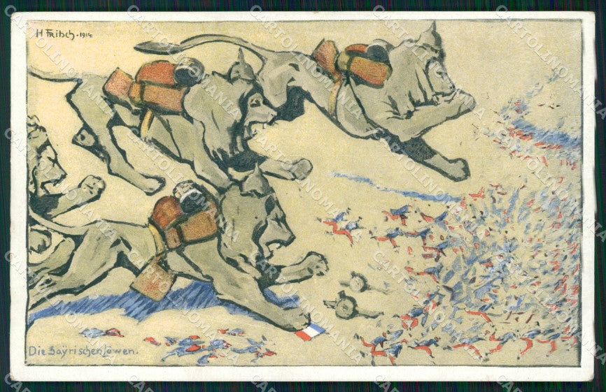 WW1 WWI Propaganda German Anti France cartolina postcard XF7863 – fronte
