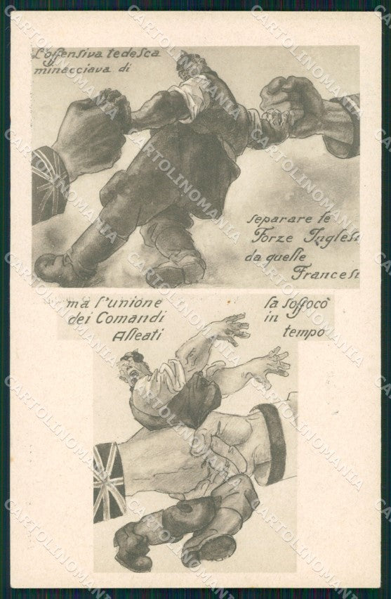 WW1 WWI Propaganda British Anti German cartolina postcard XF7866 – fronte