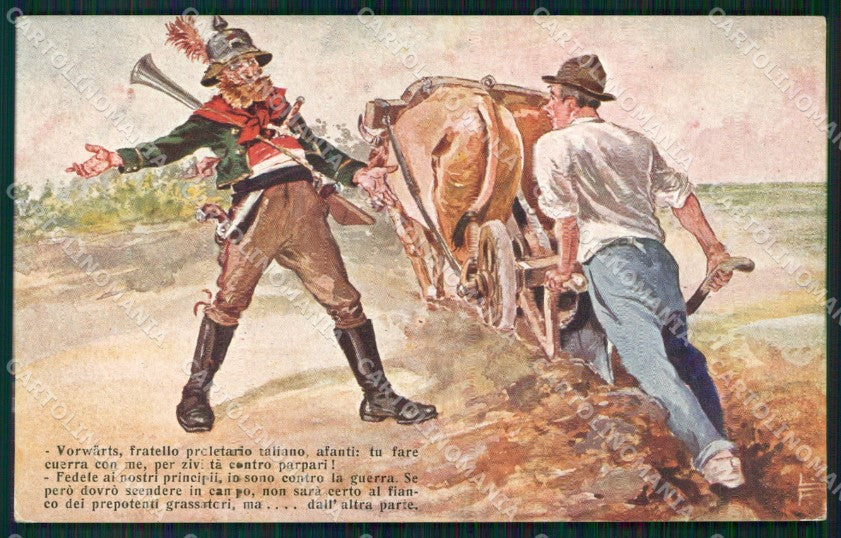 WW1 WWI Propaganda Anti German cartolina postcard XF7874 – fronte