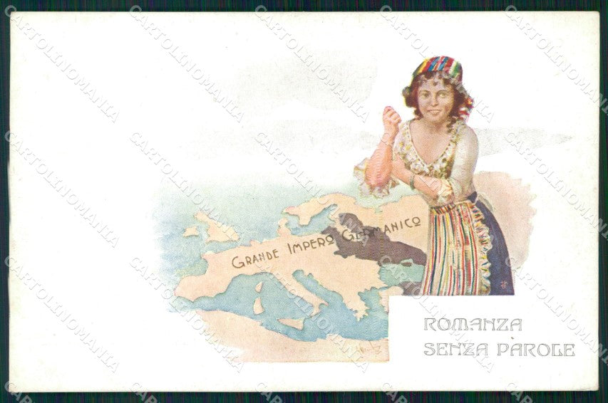 WW1 WWI Propaganda Map Anti German cartolina postcard XF7893 – fronte