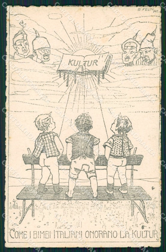 WW1 WWI Propaganda Anti German Sultan cartolina postcard XF7903 – fronte