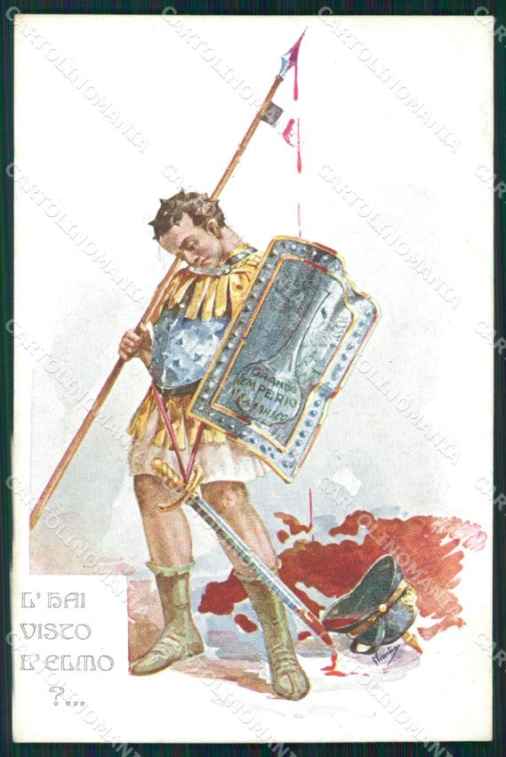 WW1 WWI Propaganda Anti German cartolina postcard XF7906 – fronte