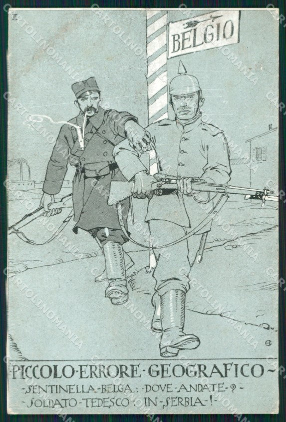 WW1 WWI Propaganda Anti German Belgique Serbia cartolina postcard XF7909 – fronte