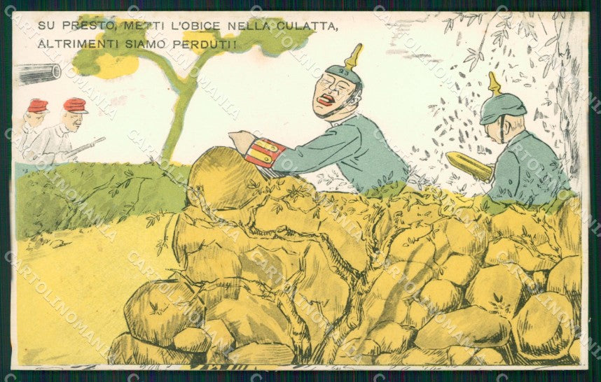 WW1 WWI Propaganda Anti German cartolina postcard XF7948 – fronte