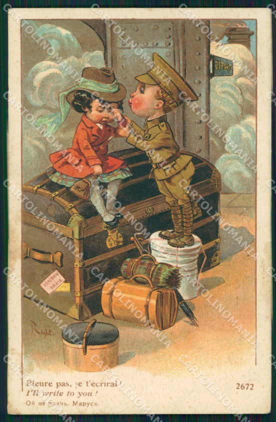 WW1 WWI Propaganda Children Soldier Right cartolina postcard XF7986 – fronte