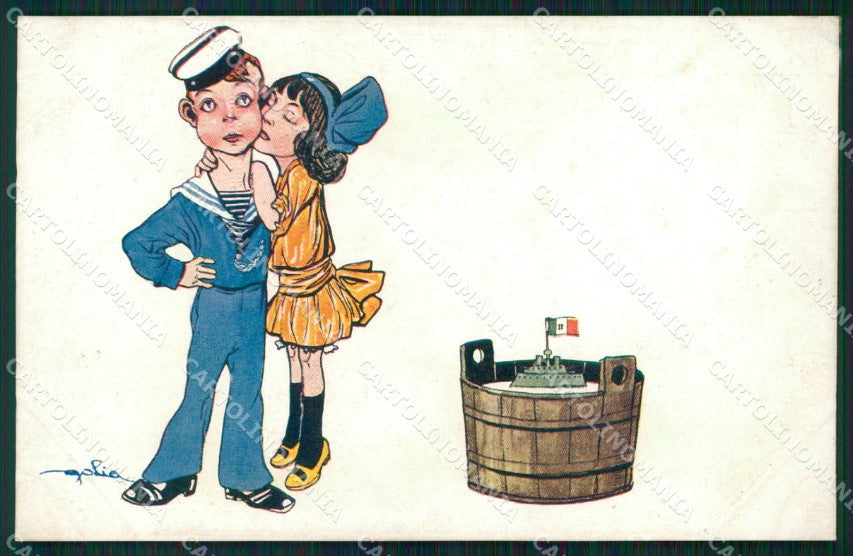 WW1 WWI Propaganda Golia Marina Children cartolina postcard XF8001 – fronte