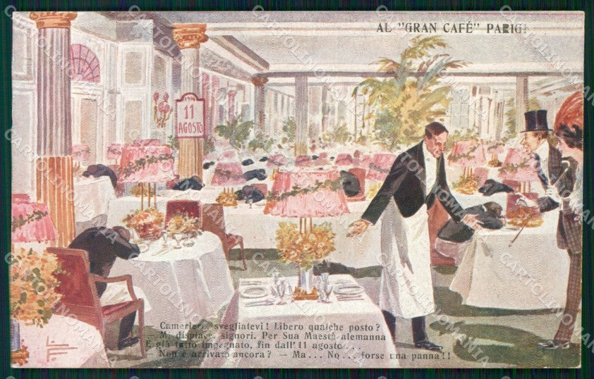 WW1 WWI Propaganda Gran Caffè Parigi cartolina postcard XF8010 – fronte