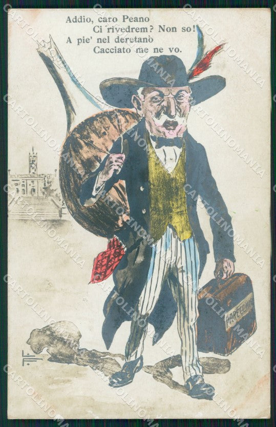 WW1 WWI Propaganda Politica Fiasco Peano RPPC cartolina postcard XF8041 – fronte