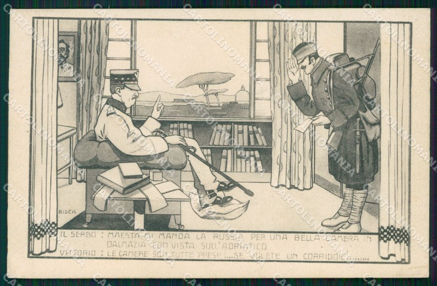 WW1 WWI Propaganda Savoia Royalty Serbia Bisca cartolina postcard XF8078 – fronte