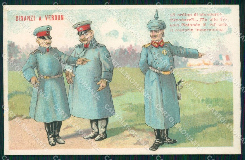 WW1 WWI Propaganda Kaiser Wilhelm Verdun cartolina postcard XF8102 – fronte