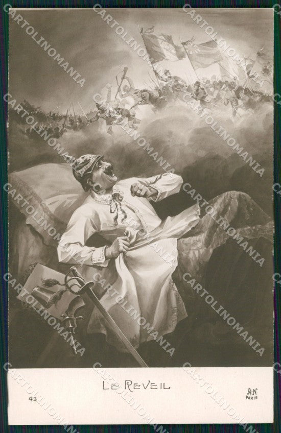 WW1 WWI Propaganda Kaiser Wilhelm Anti German cartolina postcard XF8105 – fronte