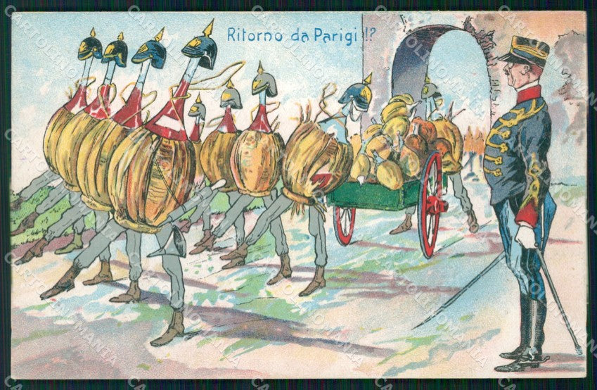 WW1 WWI Propaganda Anti German Fiaschi cartolina postcard XF8128 – fronte
