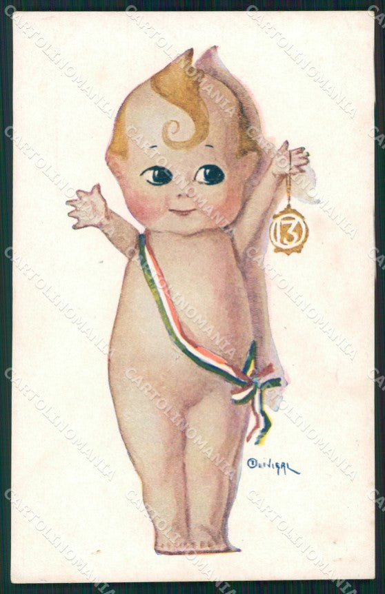 WW1 WWI Propaganda Olivieri Tricolore Child cartolina postcard XF8144 – fronte
