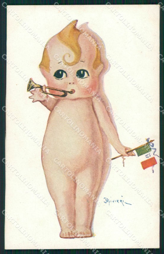 WW1 WWI Propaganda Olivieri Tricolore Child cartolina postcard XF8146 – fronte