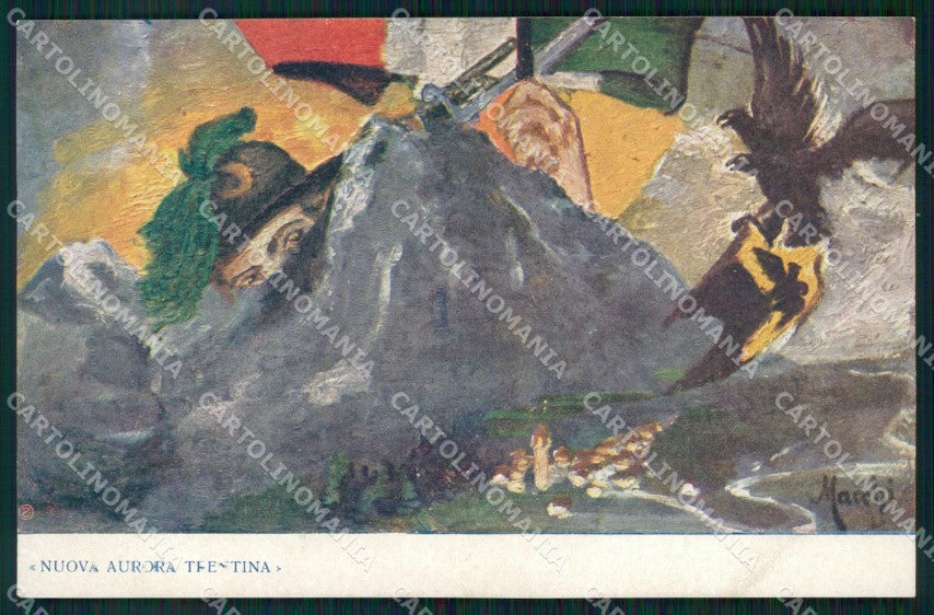 WW1 WWI Propaganda Anti Austria Bersaglieri Tricolore cartolina postcard XF8157 – fronte