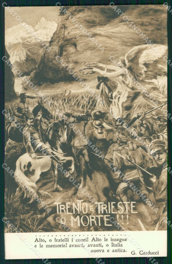 WW1 WWI Propaganda Trento Trieste Carducci Bersaglieri cartolina postcard XF8168 – fronte