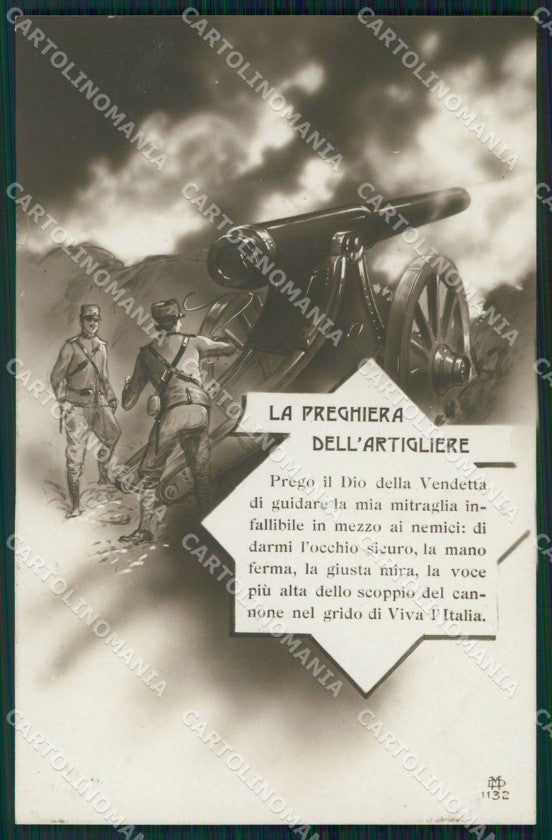 Militari Soldati WW1 WWI La Preghiera Dell'artigliere cartolina XF8227 – fronte
