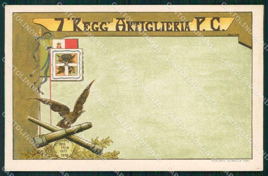 Militari 7º Reggimento Artiglieria P. C. cartolina XF8230 – fronte