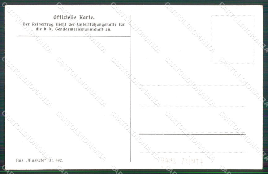 Militari WW1 WK1 AK Soldaten Gendarmen serie 492 Hanns Printz cartolina XF8235 – retro