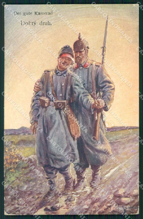 Militari WW1 WK1 AK Soldaten F. Schwarz BKWI 259-102 cartolina XF8239 – fronte