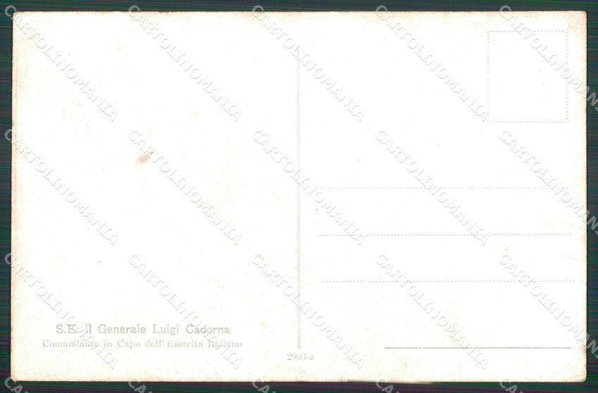 Militari WW1 WWI Generale Luigi Cadorna Sidoli serie 2903-2 cartolina XF8261 – retro